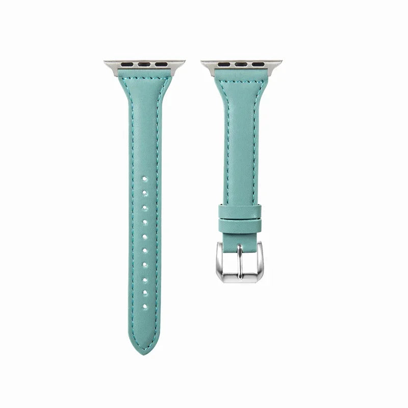 Slim leather strap for Apple Watch band ultra-2 49mm series 7 8 9 41mm/45mm 38mm/42mm Wrist bracelet iWatch SE 6 5 4 3 40mm/44mm