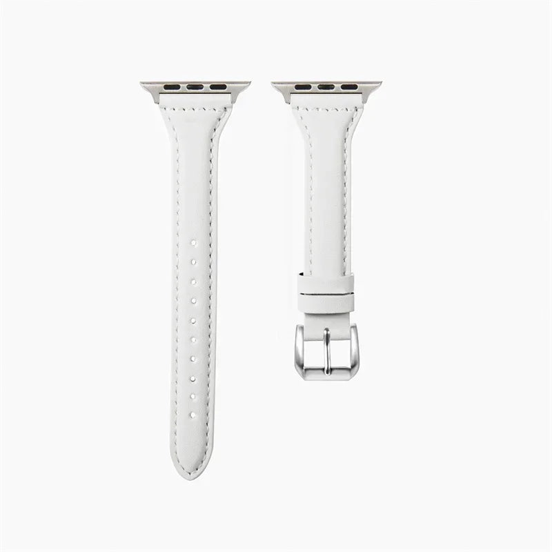 Slim leather strap for Apple Watch band ultra-2 49mm series 7 8 9 41mm/45mm 38mm/42mm Wrist bracelet iWatch SE 6 5 4 3 40mm/44mm