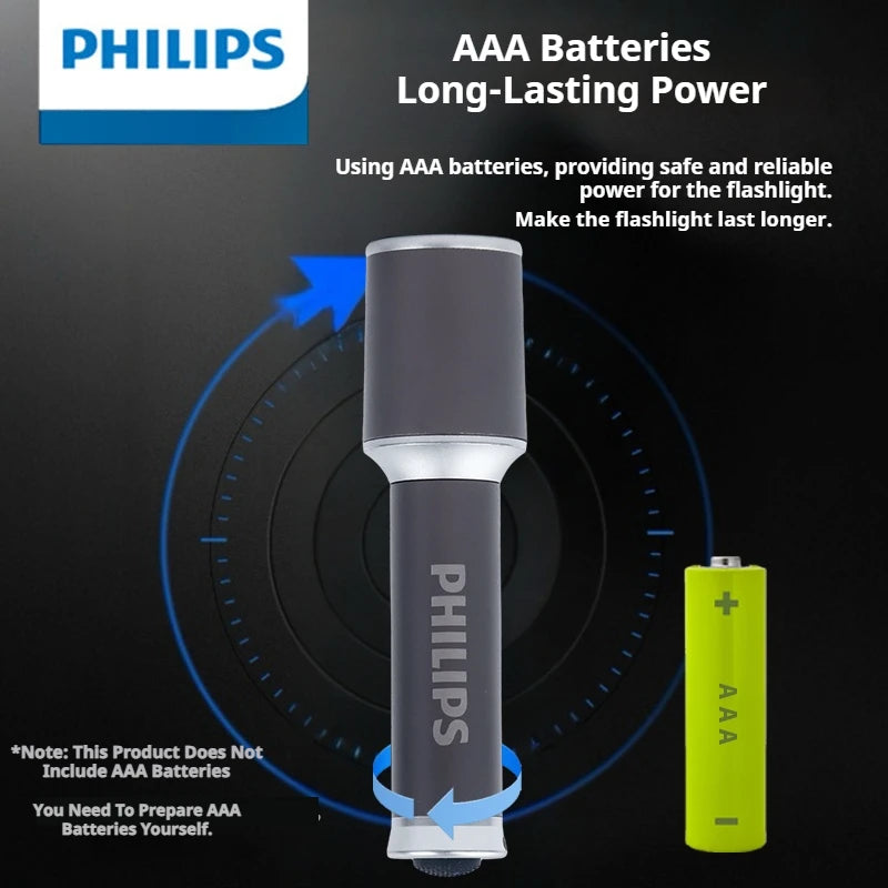 2025 New Philips SFL2251 EDC Fashionable Aluminum Flashlight Replaceable Battery Zoomable Mini Size Suitable for Outdoor Camping
