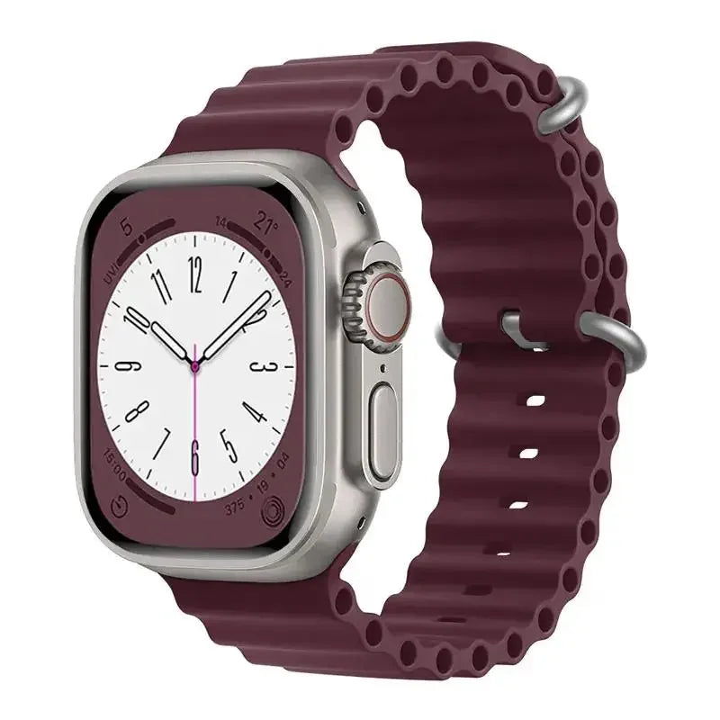 Ocean Strap for Apple Watch Ultra 2 Band 49mm 44mm 40mm 45mm 41mm 42mm 46mm 38mm Silicone Bracelet iWatch Series 10 9 SE 8 7 6 5