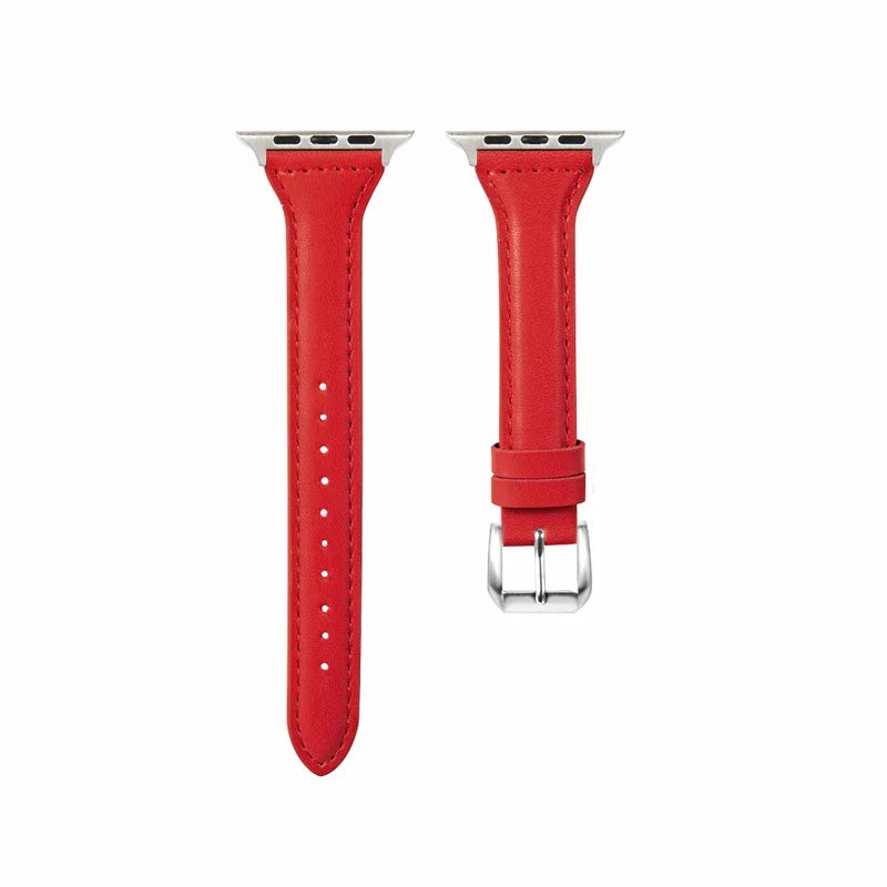 Slim leather strap for Apple Watch band ultra-2 49mm series 7 8 9 41mm/45mm 38mm/42mm Wrist bracelet iWatch SE 6 5 4 3 40mm/44mm