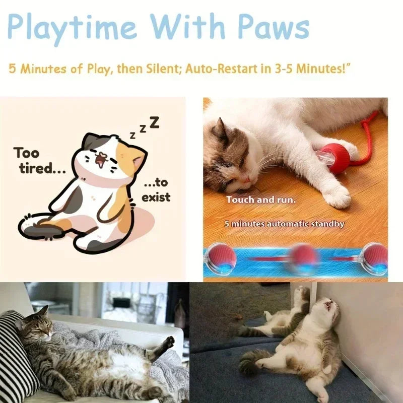 Cat Toys Rechargeable Pet Interactive Automatic Rolling Ball Toy Cats Pet Products New Electric Dog Ball Toy Simulated Tail for