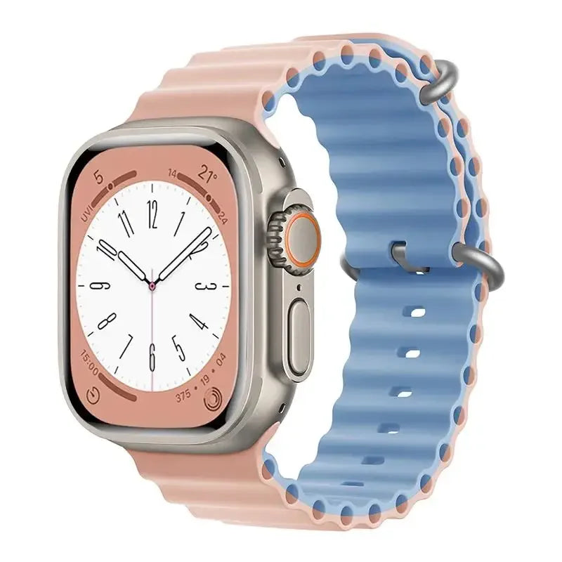 Ocean Strap for Apple Watch Ultra 2 Band 49mm 44mm 40mm 45mm 41mm 42mm 46mm 38mm Silicone Bracelet iWatch Series 10 9 SE 8 7 6 5