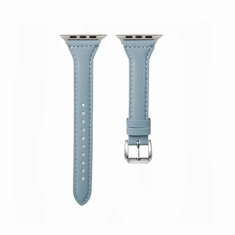 Slim leather strap for Apple Watch band ultra-2 49mm series 7 8 9 41mm/45mm 38mm/42mm Wrist bracelet iWatch SE 6 5 4 3 40mm/44mm