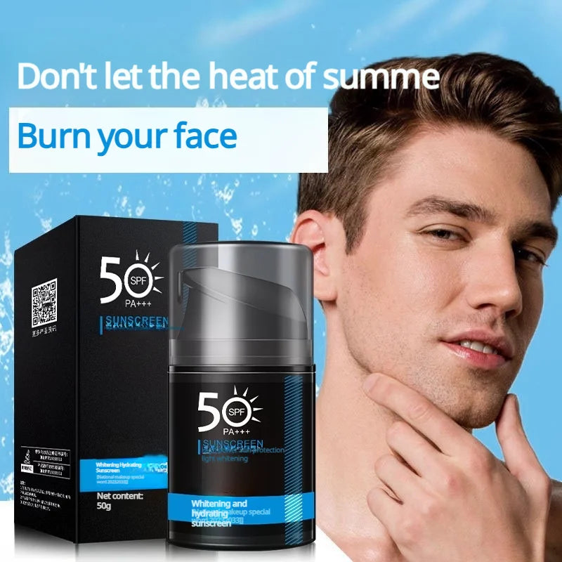 Men's exclusive outdoor sunscreen SPF50+ for protecting against UV rays, refreshing and hydrating, suitable for the entire body.