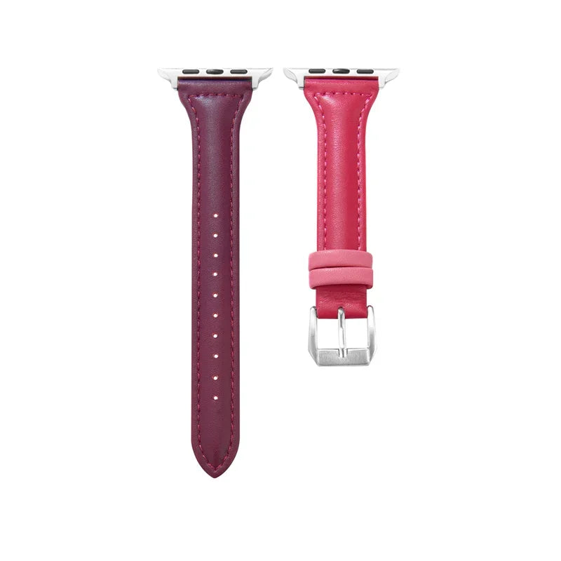 Slim leather strap for Apple Watch band ultra-2 49mm series 7 8 9 41mm/45mm 38mm/42mm Wrist bracelet iWatch SE 6 5 4 3 40mm/44mm