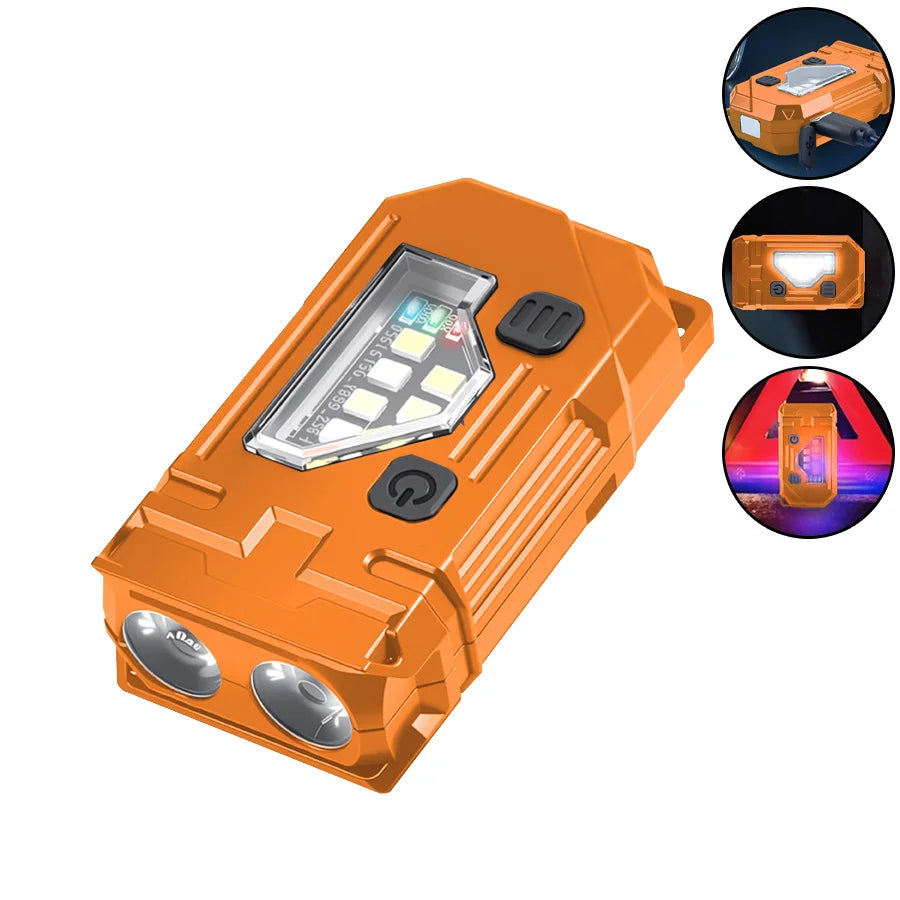 Mini Keychain EDC Flashlight Rechargeable Magnetic Torch Super Bright Pocket LED Torch Pen Clip Headlamp Outdoor Fishing Lamp