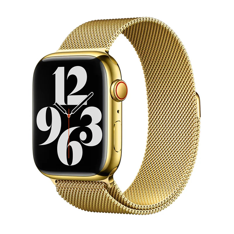 Stainless steel metallic Milan strap suitable for Apple Watch series 987654321 men and women to replace mesh strap