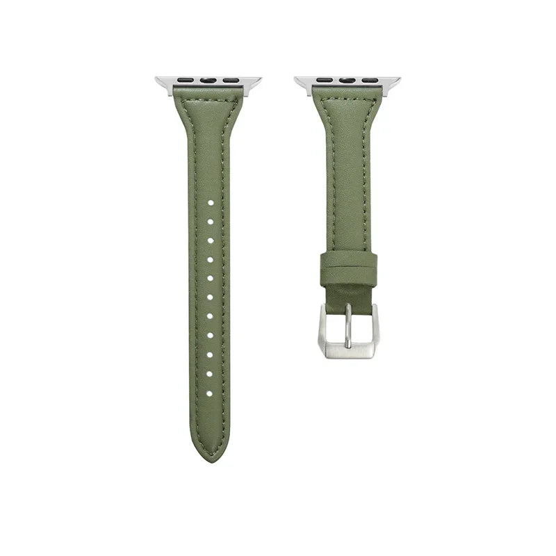 Slim leather strap for Apple Watch band ultra-2 49mm series 7 8 9 41mm/45mm 38mm/42mm Wrist bracelet iWatch SE 6 5 4 3 40mm/44mm
