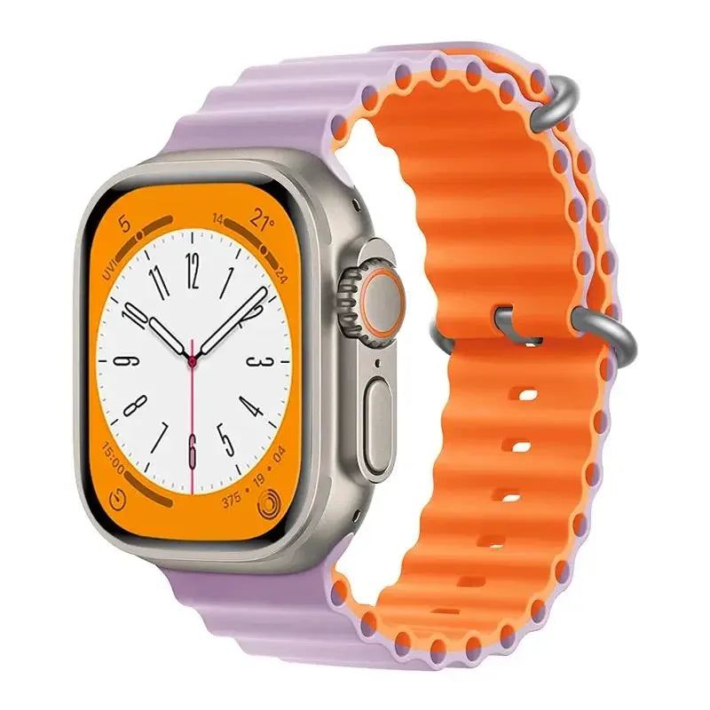 Ocean Strap for Apple Watch Ultra 2 Band 49mm 44mm 40mm 45mm 41mm 42mm 46mm 38mm Silicone Bracelet iWatch Series 10 9 SE 8 7 6 5