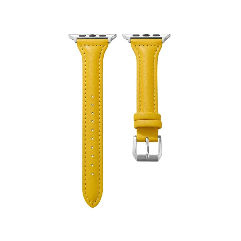 Slim leather strap for Apple Watch band ultra-2 49mm series 7 8 9 41mm/45mm 38mm/42mm Wrist bracelet iWatch SE 6 5 4 3 40mm/44mm