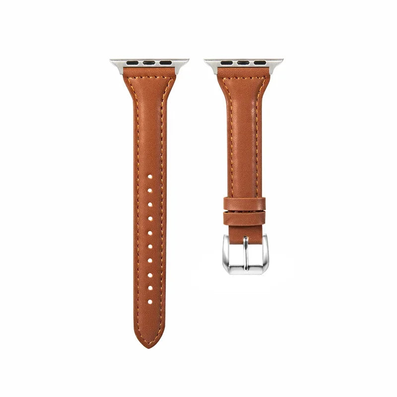 Slim leather strap for Apple Watch band ultra-2 49mm series 7 8 9 41mm/45mm 38mm/42mm Wrist bracelet iWatch SE 6 5 4 3 40mm/44mm