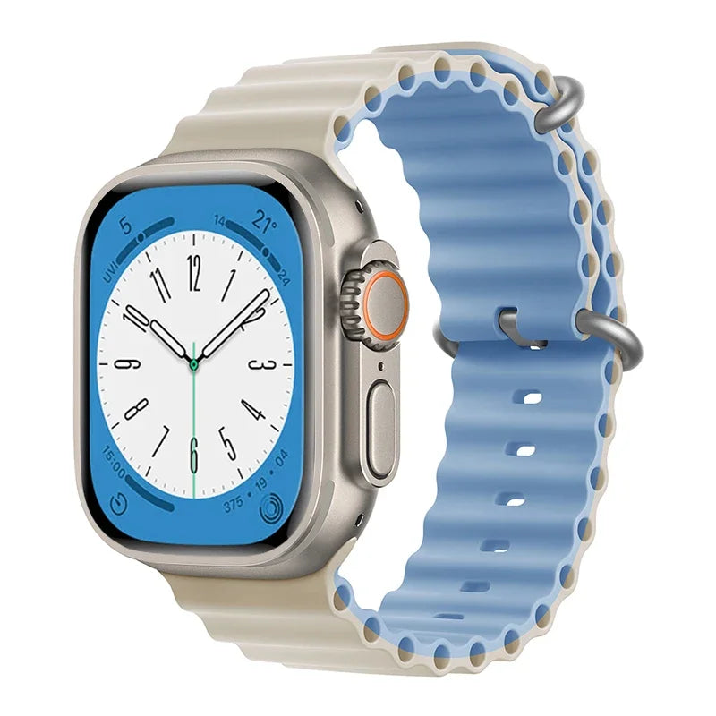 Ocean Strap for Apple Watch Ultra 2 Band 49mm 44mm 40mm 45mm 41mm 42mm 46mm 38mm Silicone Bracelet iWatch Series 10 9 SE 8 7 6 5