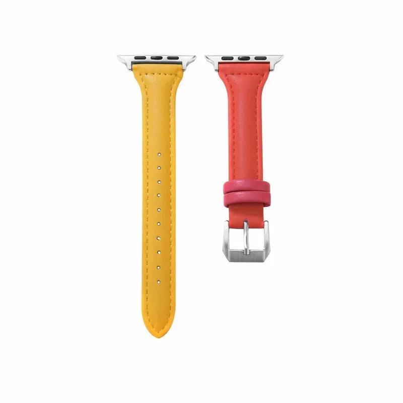Slim leather strap for Apple Watch band ultra-2 49mm series 7 8 9 41mm/45mm 38mm/42mm Wrist bracelet iWatch SE 6 5 4 3 40mm/44mm