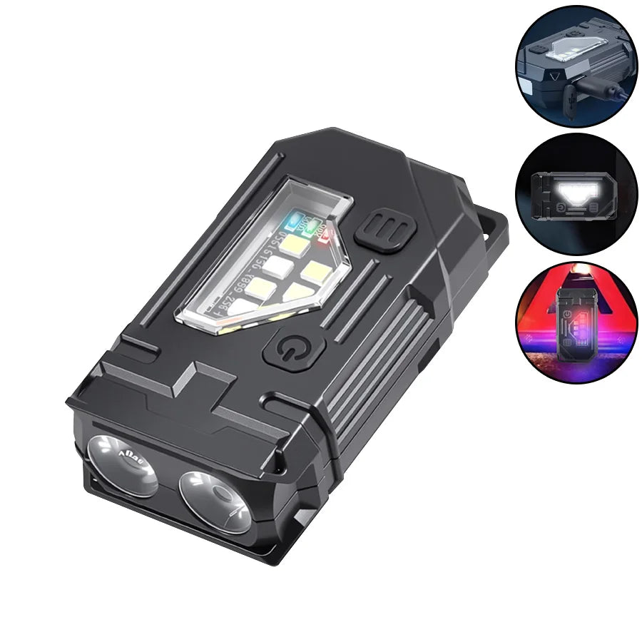 Mini Keychain EDC Flashlight Rechargeable Magnetic Torch Super Bright Pocket LED Torch Pen Clip Headlamp Outdoor Fishing Lamp