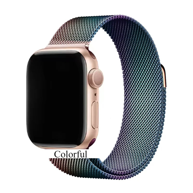 Stainless steel metallic Milan strap suitable for Apple Watch series 987654321 men and women to replace mesh strap