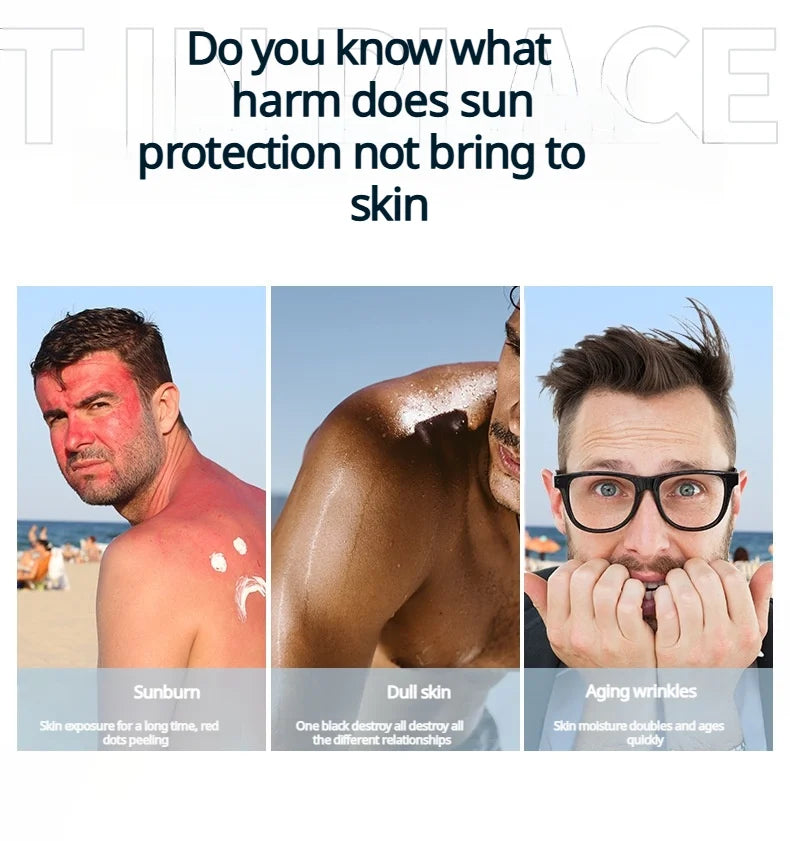 Men's exclusive outdoor sunscreen SPF50+ for protecting against UV rays, refreshing and hydrating, suitable for the entire body.