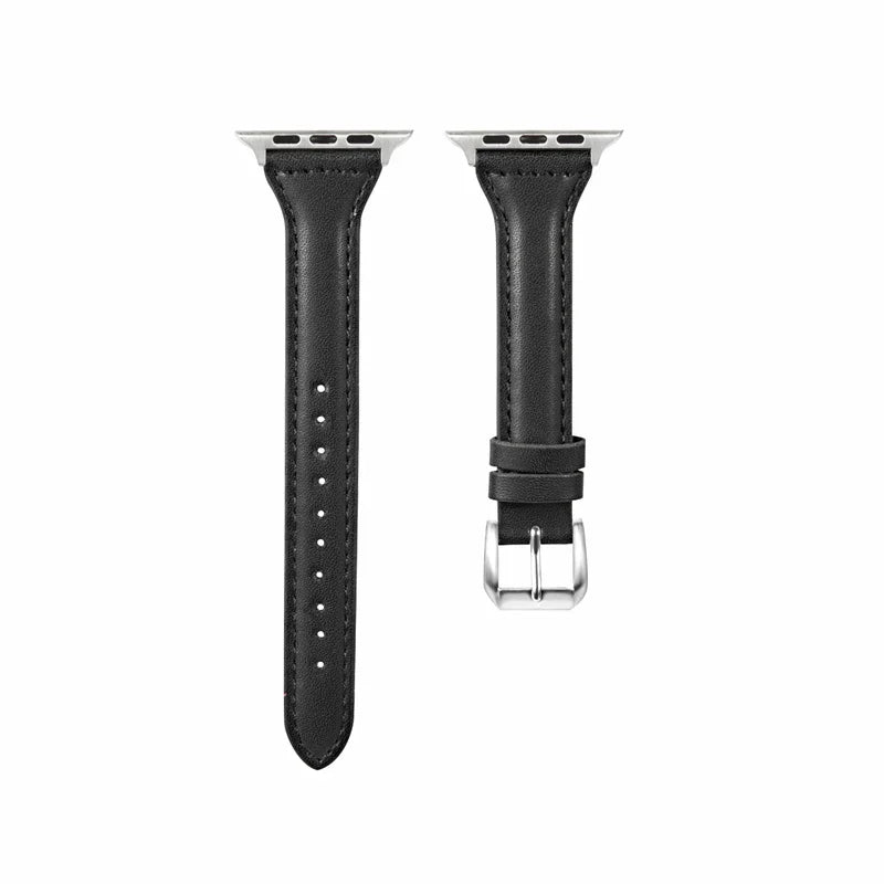 Slim leather strap for Apple Watch band ultra-2 49mm series 7 8 9 41mm/45mm 38mm/42mm Wrist bracelet iWatch SE 6 5 4 3 40mm/44mm