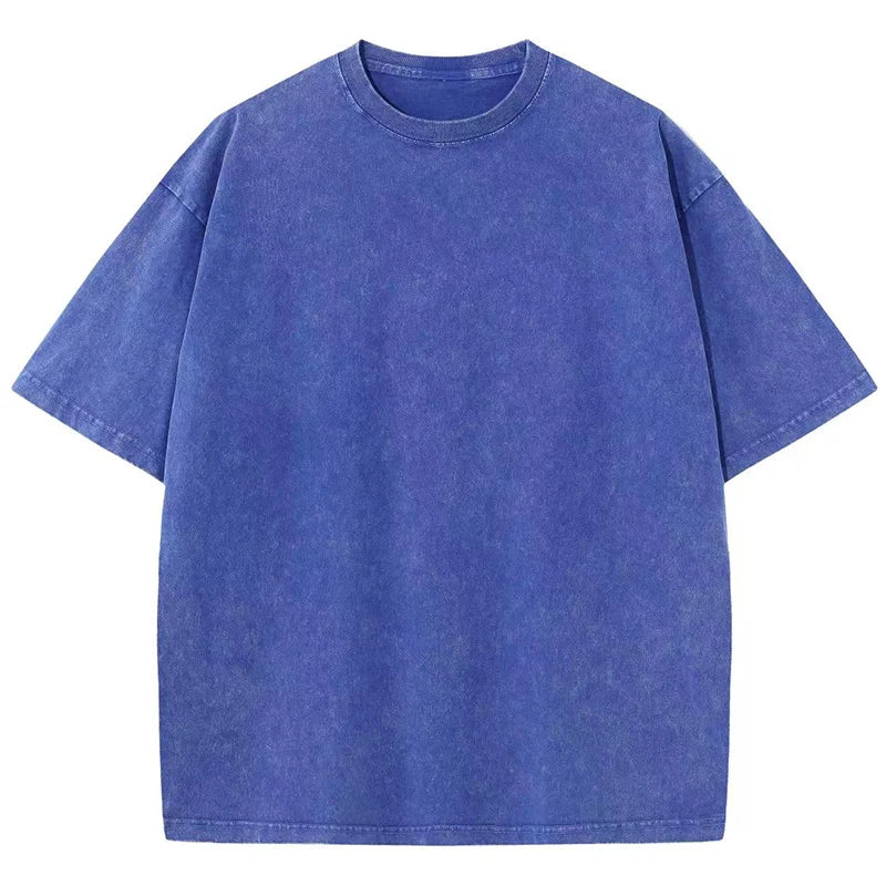 Men's Summer T-shirt 230G Heavy Cotton Vintage Washed T-Shirts Oversized Short Sleeve Loose Streetwear Short Sleeve Tops Tee