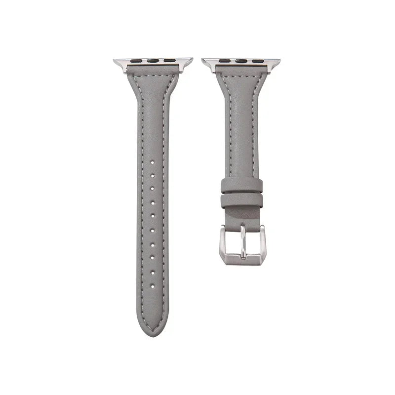 Slim leather strap for Apple Watch band ultra-2 49mm series 7 8 9 41mm/45mm 38mm/42mm Wrist bracelet iWatch SE 6 5 4 3 40mm/44mm