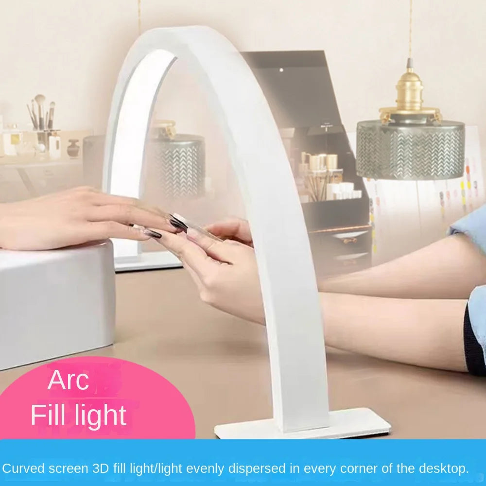 Dimmable U-shaped Nail Lamp 3 Light Color Eye Protect Half Moon Nail Light 180-degree illumination Multi-functional