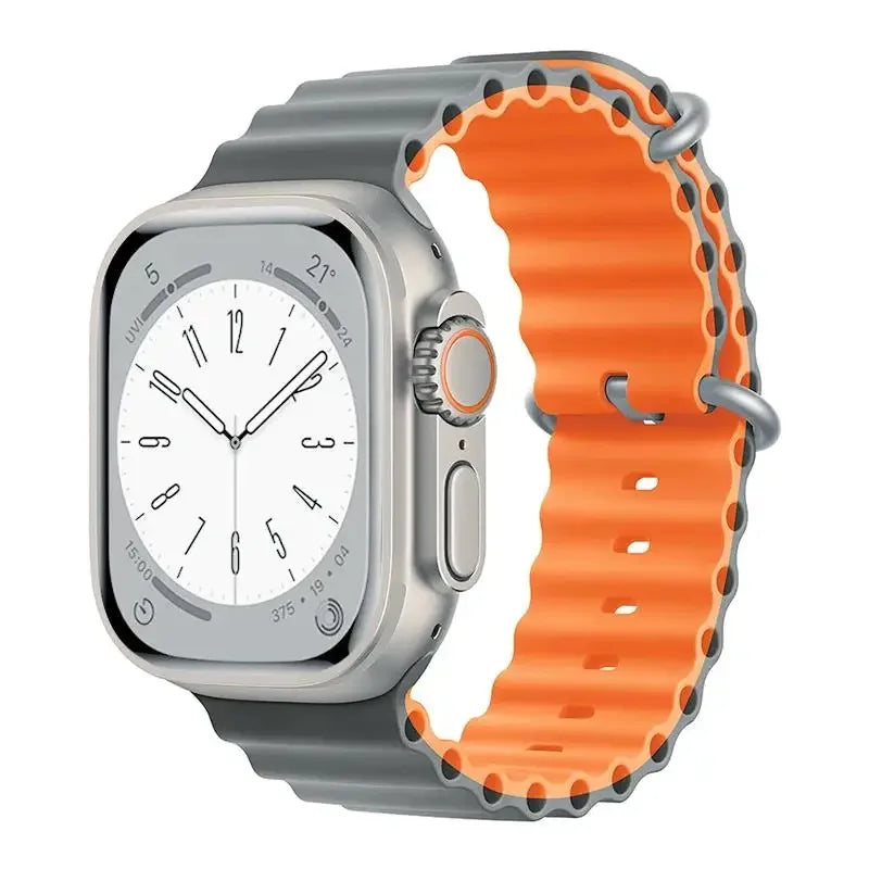 Ocean Strap for Apple Watch Ultra 2 Band 49mm 44mm 40mm 45mm 41mm 42mm 46mm 38mm Silicone Bracelet iWatch Series 10 9 SE 8 7 6 5
