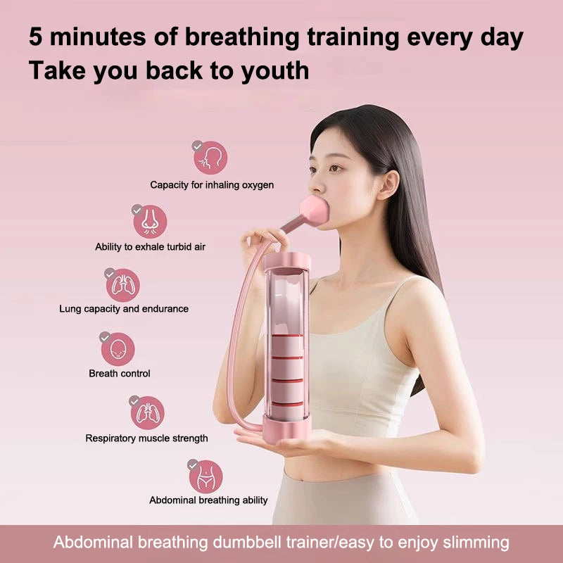 Premium Set of Abdominal Muscle and Lung Capacity Training Tools, Breathing Exercise Device for Men and Women