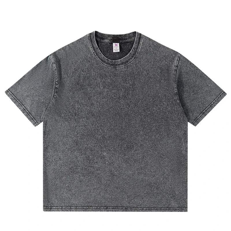 Men's Summer T-shirt 230G Heavy Cotton Vintage Washed T-Shirts Oversized Short Sleeve Loose Streetwear Short Sleeve Tops Tee