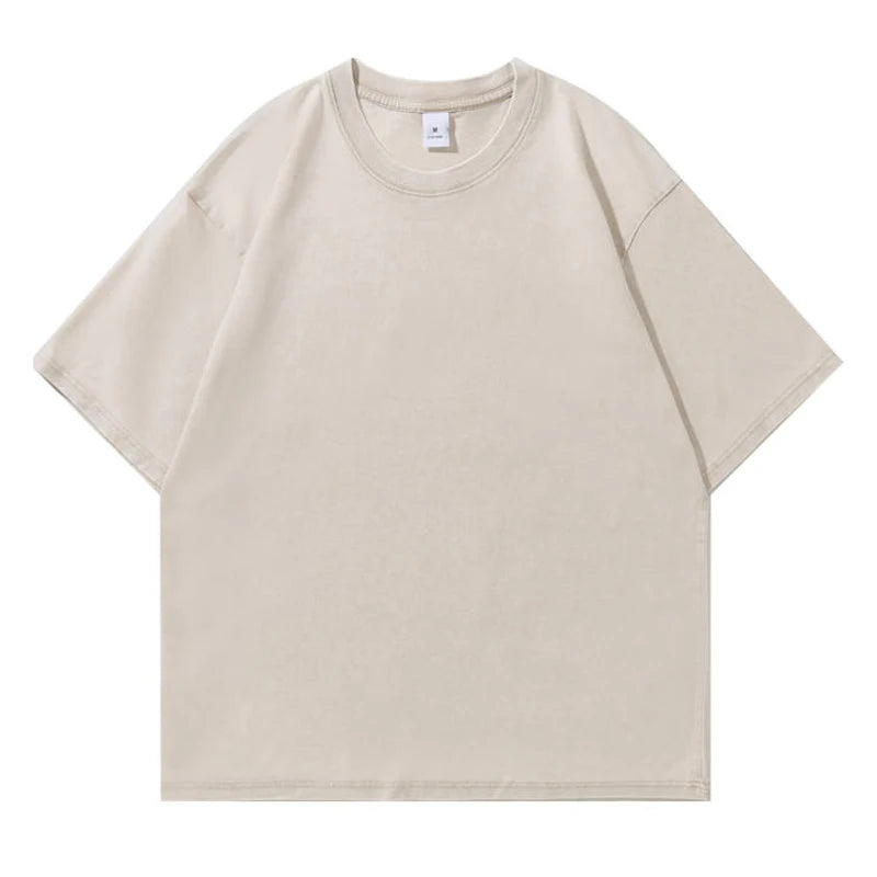Men's Summer T-shirt 230G Heavy Cotton Vintage Washed T-Shirts Oversized Short Sleeve Loose Streetwear Short Sleeve Tops Tee