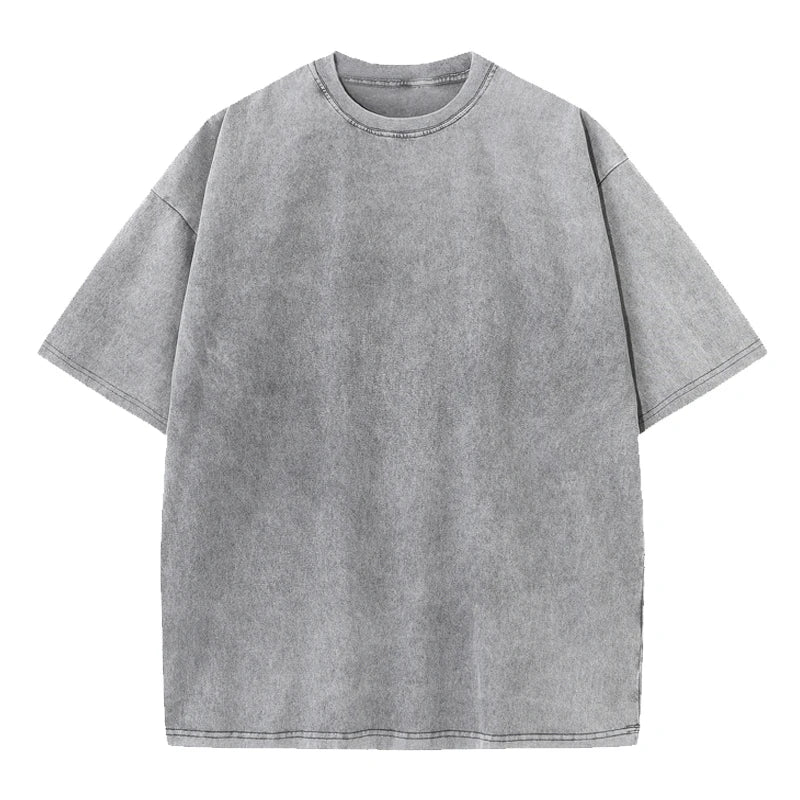 Men's Summer T-shirt 230G Heavy Cotton Vintage Washed T-Shirts Oversized Short Sleeve Loose Streetwear Short Sleeve Tops Tee