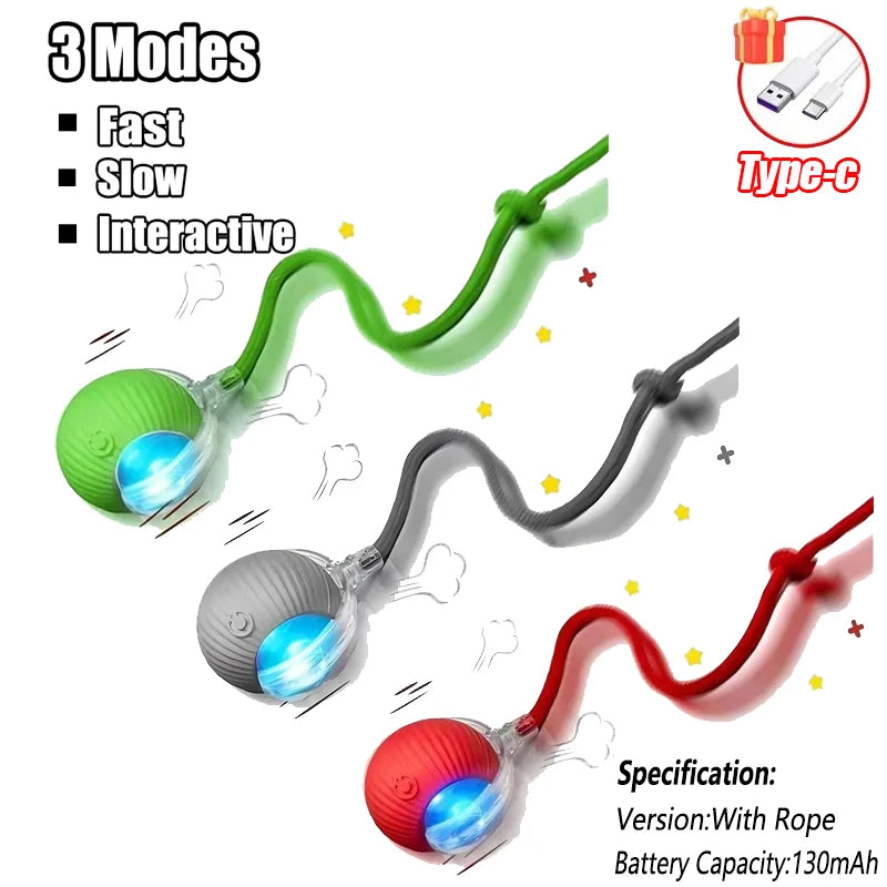 Interactive Cat Toys Automatic Rolling Ball Fake Tail Rechargeable Electric Pet Interactive Toy Dog Training Imitate Mouse Tail