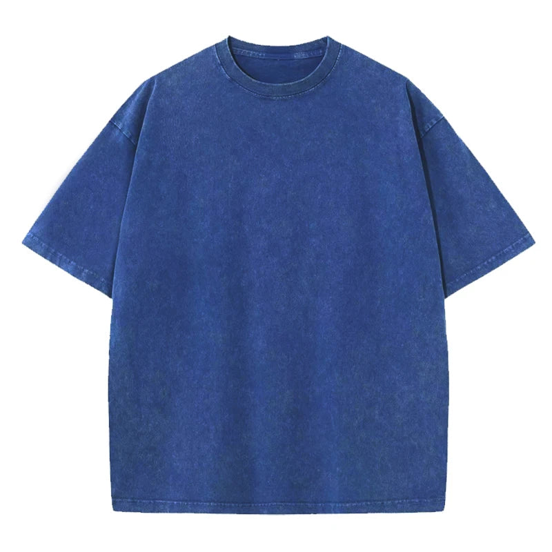 Men's Summer T-shirt 230G Heavy Cotton Vintage Washed T-Shirts Oversized Short Sleeve Loose Streetwear Short Sleeve Tops Tee